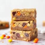Peanut Butter Blondies with Reese's Pieces and Chocolate Chips Recipe