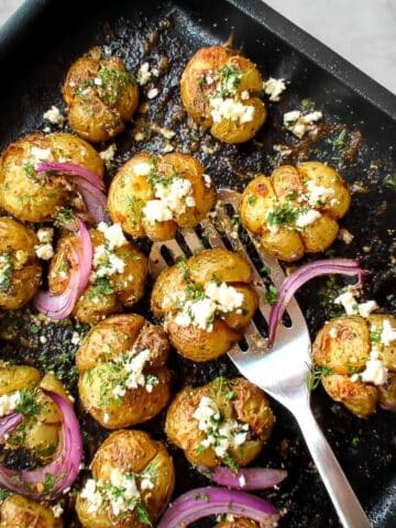 Roasted Greek Potatoes with Feta Cheese and Oregano Recipe