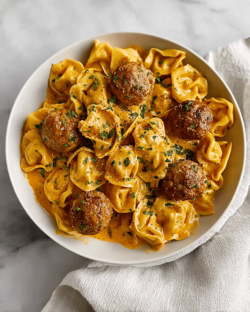 Meatball Pasta with Tomato Sauce and Mozzarella Recipe