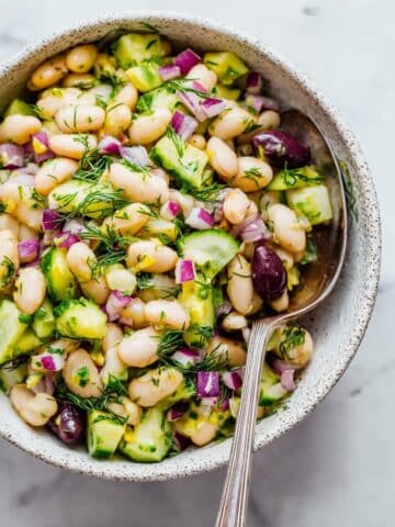Greek Bean Salad with Chickpeas, Cannellini Beans, and Fresh Herbs Recipe