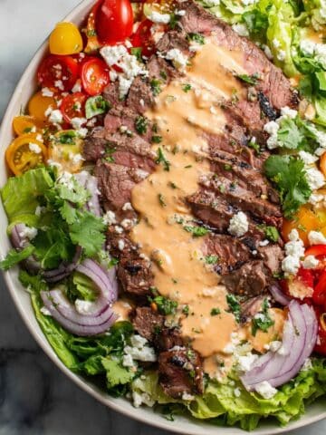 Grilled Flank Steak Salad with Creamy Sriracha Dressing Recipe