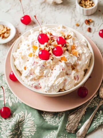Sour Cream Salad with Mandarins, Pineapple, Marshmallows, and Cherries Recipe