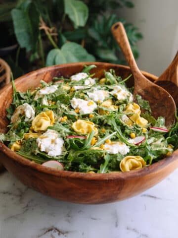 Summer Tortellini Salad with Burrata and Vegetable Vinaigrette Recipe