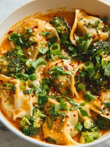 Baked Chinese Dumplings with Coconut Curry Sauce Recipe