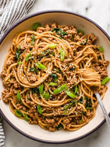 Fragrant Garlic Scallion Noodles with Ground Chicken (Gluten Free) Recipe