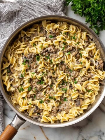 Creamy Beef Stroganoff with Mushrooms and Egg Noodles Recipe