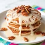 Cinnamon Pancakes with Cream Cheese Glaze and Pecans Recipe