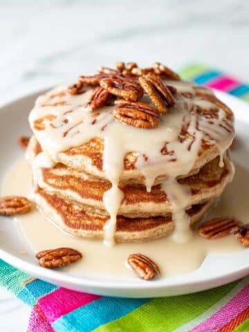 Cinnamon Pancakes with Cream Cheese Glaze and Pecans Recipe