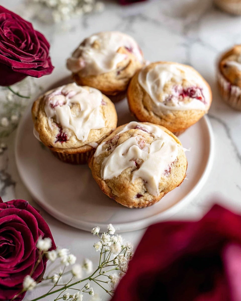 A close-up of a light golden muffin cut in half, showing its soft inside with small pieces of red fruit scattered throughout. The muffin sits on crinkled brown baking paper that adds a textured look underneath. In the background, there are more muffins, some whole and some partially visible, arranged casually on a surface with a white marbled texture. The muffin’s surface has a slightly crisp top with a few browned spots, while the inside looks fluffy and moist, highlighting the contrast between the crust and the tender crumb. Photo taken with an iphone --ar 4:5 --v 7