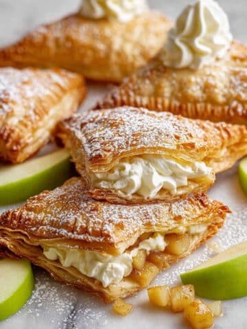 Apple Turnovers with Cream Filling and Icing Sugar Dusting Recipe