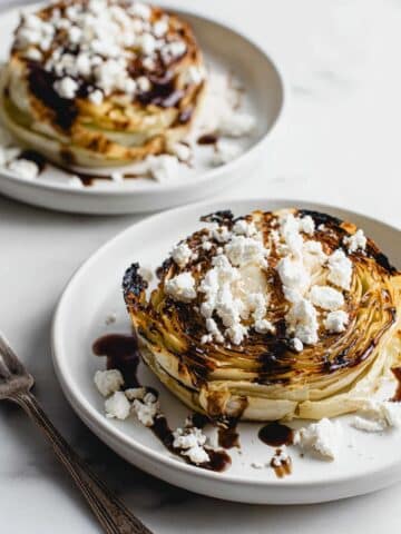 Air Fryer Cabbage Steaks with Balsamic Glaze and Goat Cheese Recipe