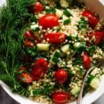 Pearl Couscous Salad with Fresh Vegetables and Lemon Herb Dressing Recipe
