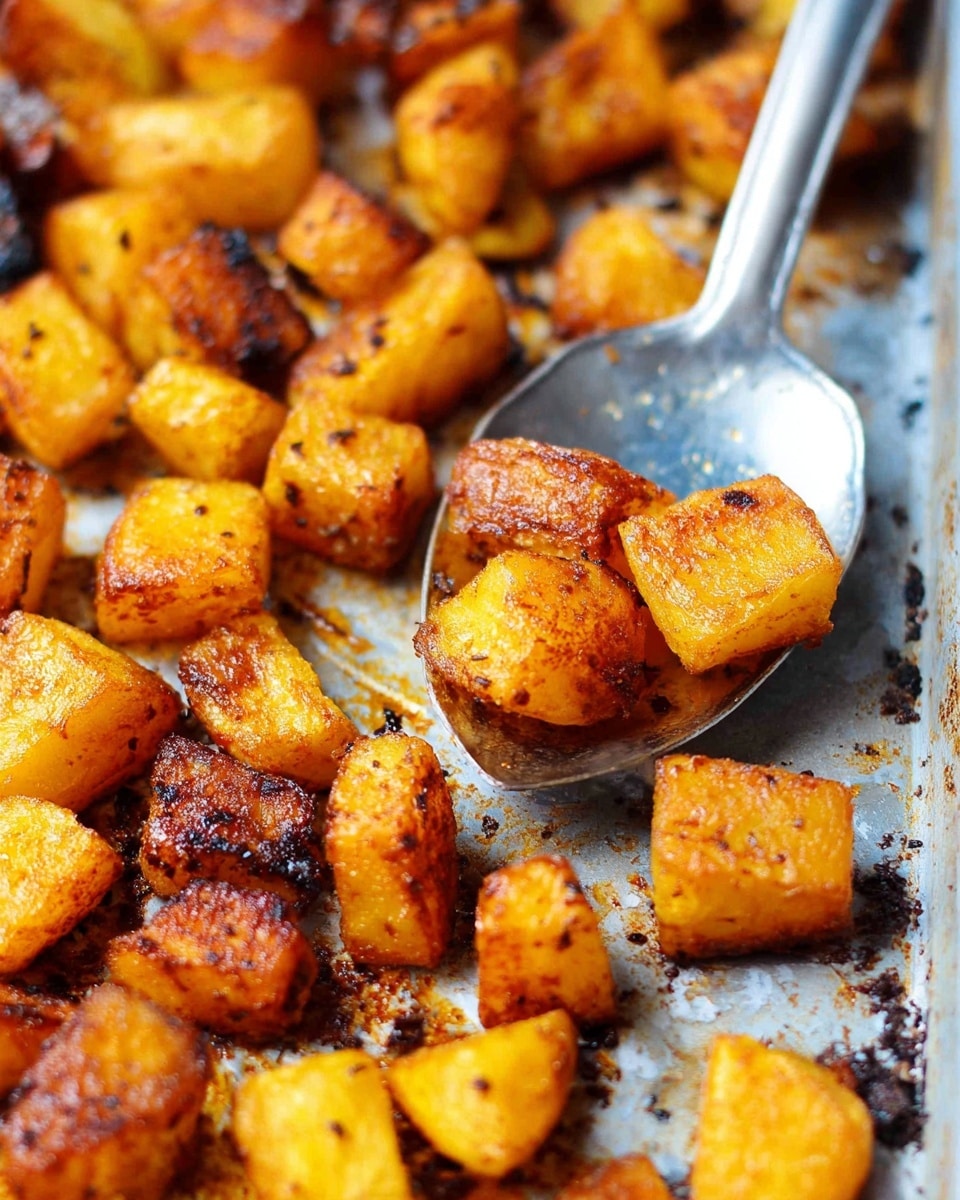 A close-up view of a white bowl filled with three layers of golden brown roasted potato cubes that have crispy edges and a slightly burnt look in some pieces, showing a mix of light orange and dark brown colors and rough textures; inside the bowl, a shiny silver spoon is partially visible resting among the potatoes; the bowl sits on a light blue fabric with subtle patterns, all placed on a white marbled surface. photo taken with an iphone --ar 4:5 --v 7