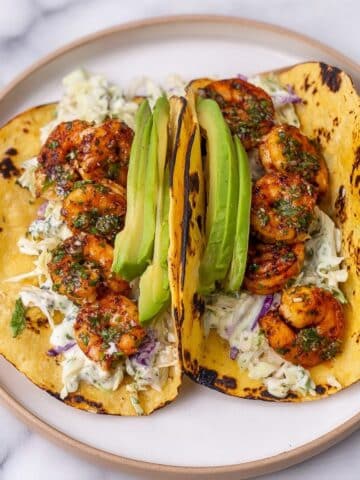 Cilantro Lime Shrimp Tacos with Creamy Slaw Recipe
