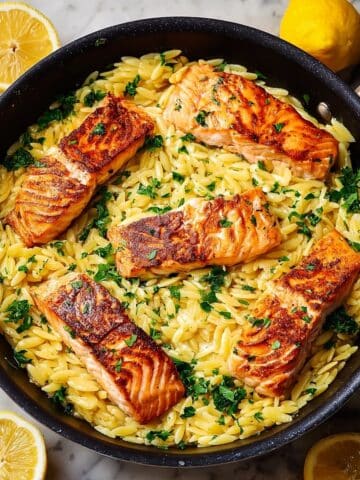 Lemon Orzo Salmon Delight in One Pan Recipe