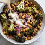 Roasted Broccoli & Chickpea Salad with Tahini-Parmesan Dressing Recipe