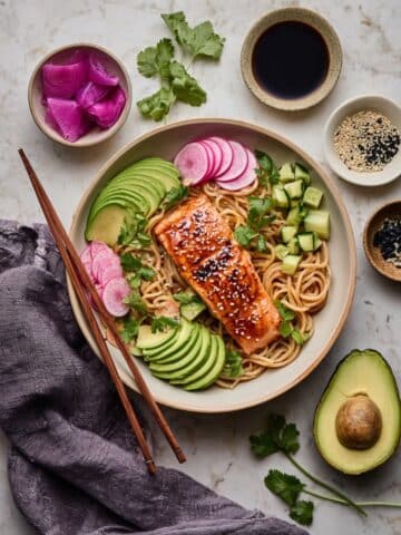 Miso Salmon Soba Noodle Bowl Recipe