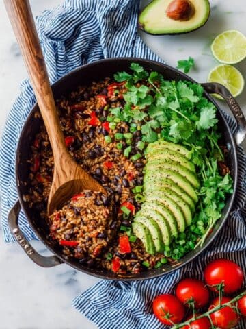 One-Pan Cheesy Rice and Black Beans Recipe
