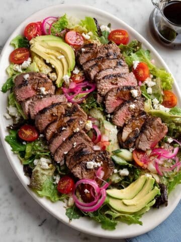 Steak Salad with Blue Cheese, Avocado, and Pickled Onions Recipe