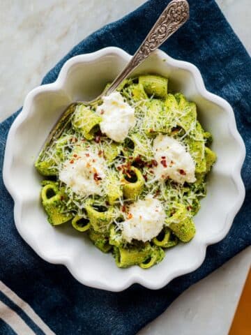 Broccoli Pesto Pasta with Green Olives Recipe