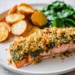 Pesto Salmon with Parmesan Breadcrumb Topping Recipe