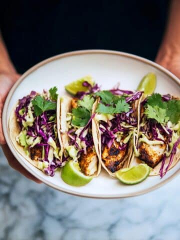 Fish Tacos with Cilantro Lime Cabbage Slaw Recipe