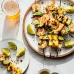 Grilled Shrimp, Pineapple, and Avocado Kabobs with Lime Vinaigrette Recipe