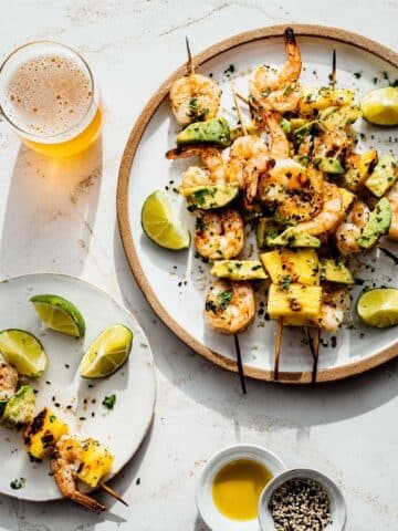 Grilled Shrimp, Pineapple, and Avocado Kabobs with Lime Vinaigrette Recipe