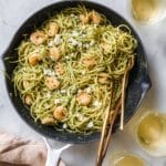 Cilantro Pistachio Pesto Shrimp Pasta Recipe