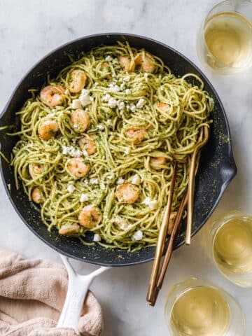 Cilantro Pistachio Pesto Shrimp Pasta Recipe