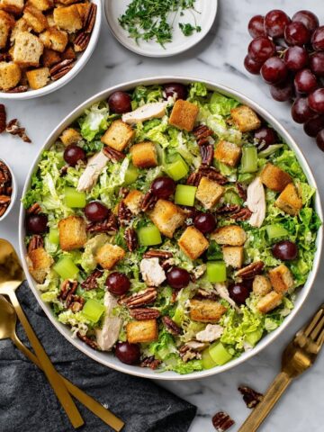 Chicken Salad with Grapes, Pecans, and Croissant Croutons Recipe