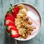 Healthy Berry Banana Smoothie Bowl with Granola and Hemp Seeds Recipe