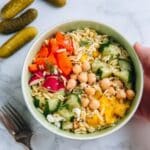 Dill Pickle Chickpea Orzo Salad Recipe