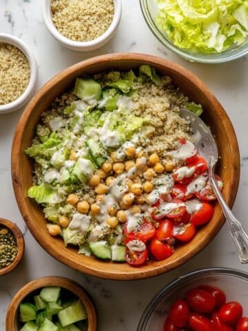 Vegan Quinoa Lunch Bowls with Creamy Italian Tahini Dressing Recipe