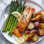 Sheet Pan Salmon and Asparagus with Potatoes Recipe