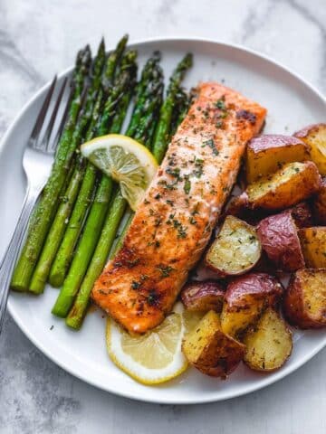 Sheet Pan Salmon and Asparagus with Potatoes Recipe