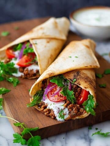 Turkish Lamb Wraps with Mint, Tomato, and Cucumber Recipe