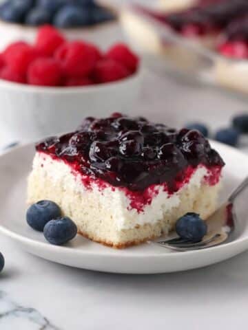 Grandma's Mixed Berry Sheet Cake with Cream Cheese Frosting and Fresh Fruit Topping Recipe