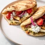 Grilled Zhug-Marinated Halloumi Pitas Recipe