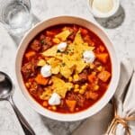 Carb-Smart Tex-Mex Beef Stew with Sour Cream and Tortilla Crumble Recipe