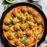 One Pan Ginger Chicken Meatballs with Peanut Sauce Recipe