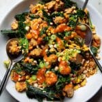 Spicy Peanut Kale Salad with Crispy Tofu and Charred Corn Recipe