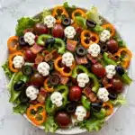 Spooky Halloween Pasta Salad with Colorful Tortellini and Cheese Skulls Recipe