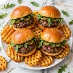 Beef Sliders with Sun-Dried Tomato Mayo and Spicy Pickles Recipe